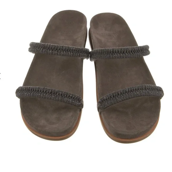 NEW in BOX! Brunello Cucinelli Monili Suede Slides NEGOTIABLE